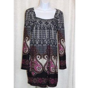 Women's Retro Knit Shift Dress Size M Paisley Boho